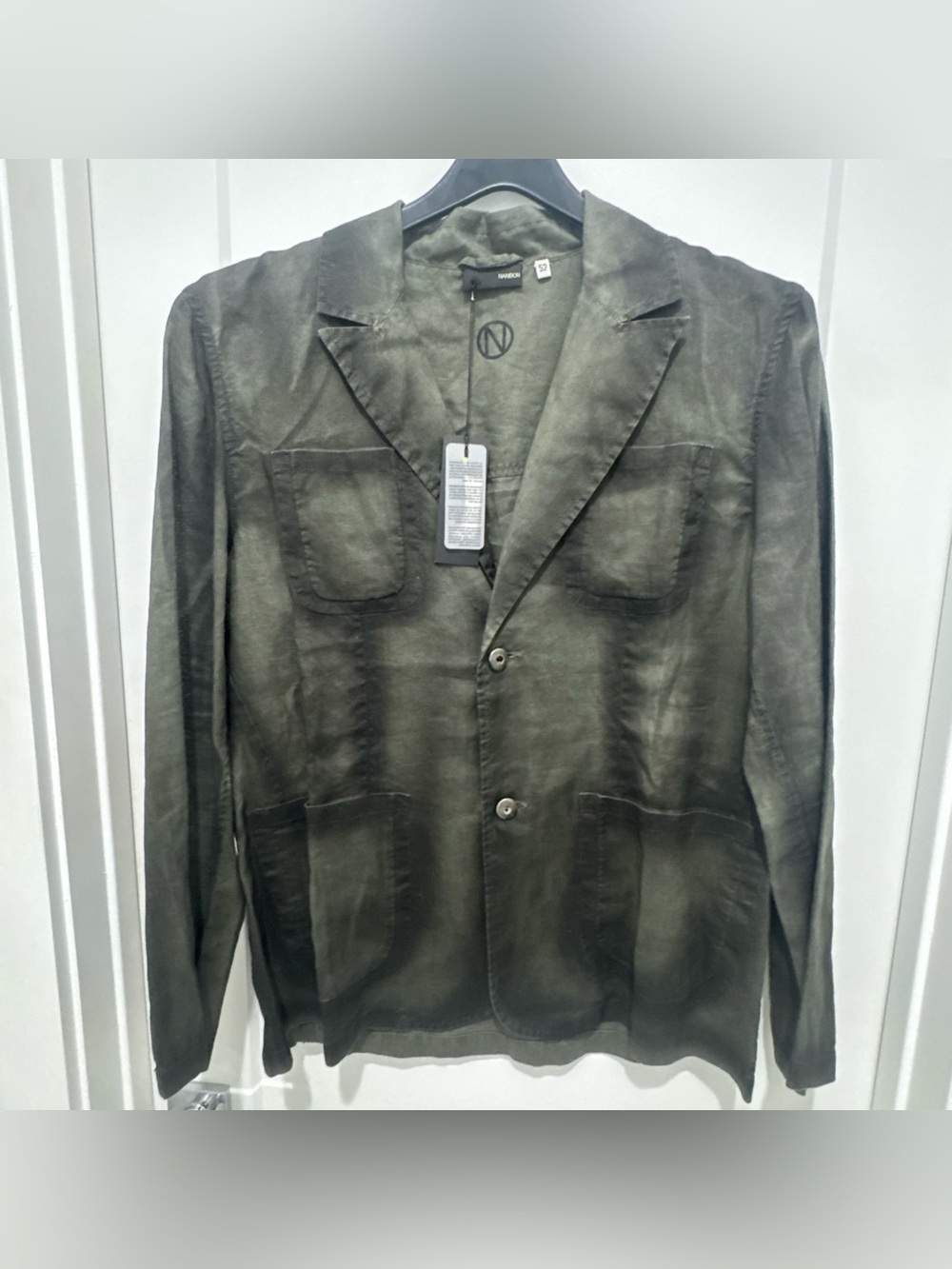 Nanibon Fuzzi Italy Mens Linen Blazer Jacket Sz 52 Gray Casual Unstructured